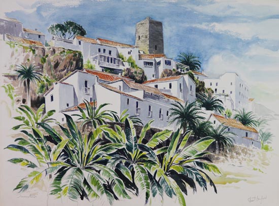 Mediterranean Hilltop Town by Stuart Armfield